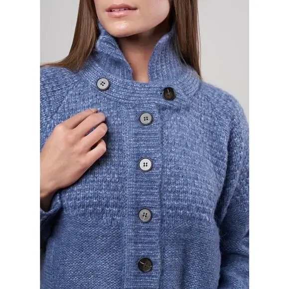 THE GREAT shrunken hearth cardigan sweater - saltwater blue Size 0 $395 - Picture 2 of 6